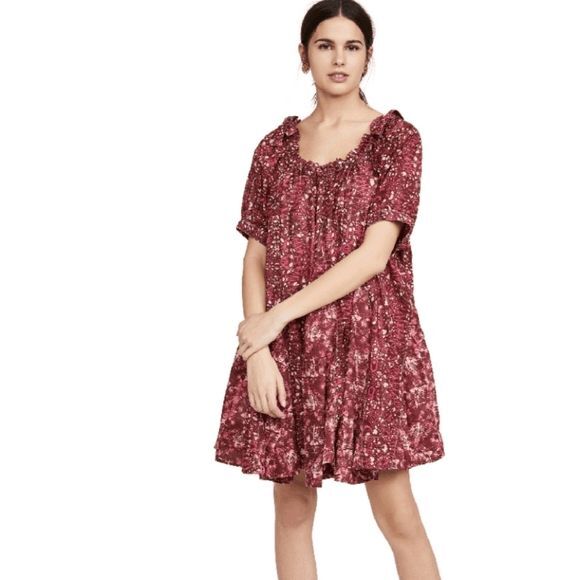 Free People Dresses & Skirts - Free People Fuchsia Floral Jet Set Mini Babydoll Dress Women's Size Medium